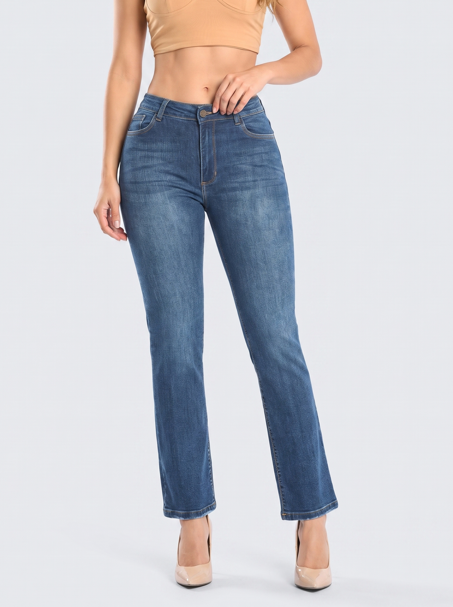 Ref. 95605 Jeans Bota Recta Tiro Alto